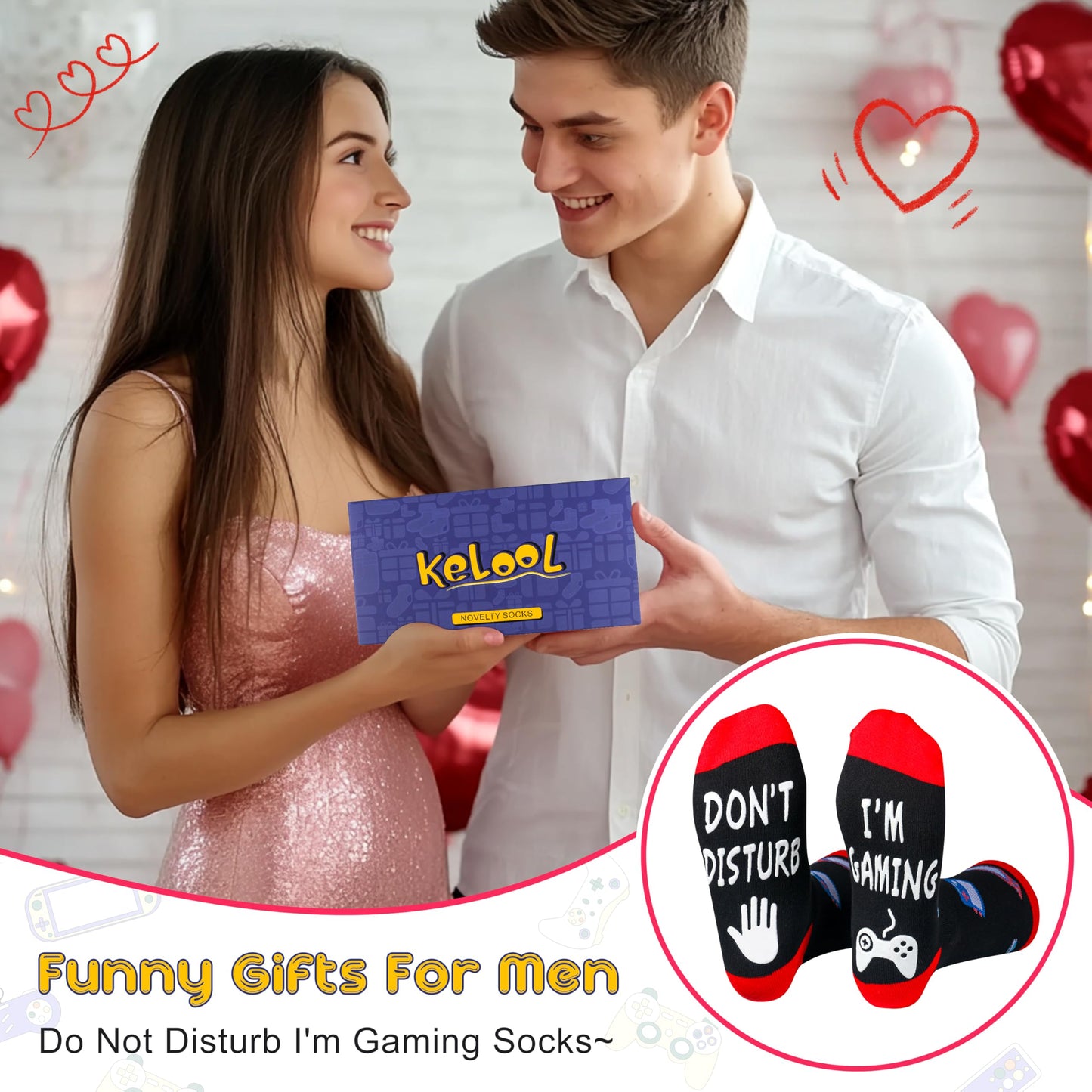 Kelool Fathers Day Socks Gifts for Men Dad Do Not Disturb I'm Gaming Funny Men Sock Gifts From Daughter Wife Son Kids Teen