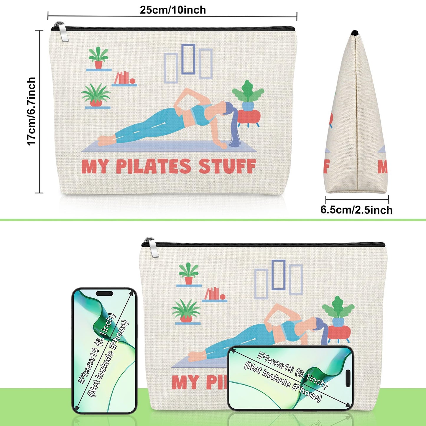 Pilates Gifts for Women Yoga Lover Makeup Bag Thank You Gifts for Pilates Lover Yoga Instructor Teacher Cosmetic Bag Christmas Birthday Mother's Day Makeup Pouch for Sister Friends Coach Aunt Mom