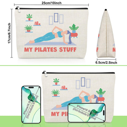 Pilates Gifts for Women Yoga Lover Makeup Bag Thank You Gifts for Pilates Lover Yoga Instructor Teacher Cosmetic Bag Christmas Birthday Mother's Day Makeup Pouch for Sister Friends Coach Aunt Mom