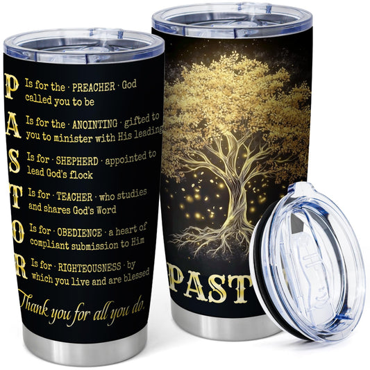 Christian Pastor Appreciation Gift – 20oz Stainless Steel Travel Mug with Lid – Inspirational Coffee Cup for Men or Women – Religious Christmas Gift (Pack of 1)