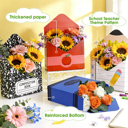 12 Pcs Back to School Gift Boxes Teacher Gift Boxes Florist Bouquet Envelope Box Paper School Teachers Envelope Gift Box,Teacher Appreciation Gifts Floral Boxes Flower Bouquet Packaging Party Favors