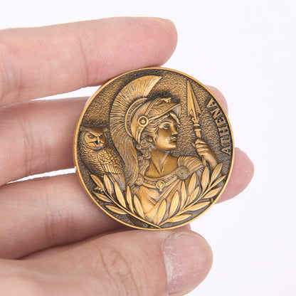 Athena Coin - Symbol of Greek Wisdom and Courage,with Acrylic Display Case, or Decorative Piece（Single Coin