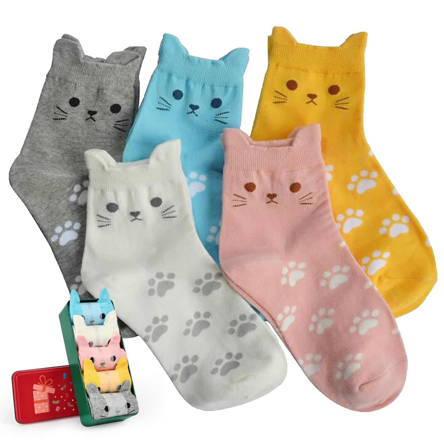 Jeasona Cute Cat Gifts for Women Animal Cat Socks Wife Mom Girlfriend Daughter