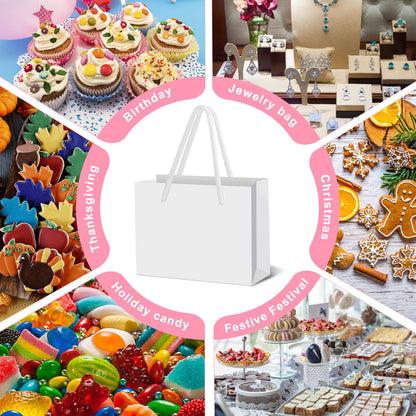 CLRBEATTY 24 Pcs Extra Small Gift Bags,3.9 x 4.7 x 2.4 Inch Mini White Gift Bags,Small Gift Bags with Handles,Small White Paper Bags Gift Card Bags for Wedding Birthday Baby Shower Party Favors(White)