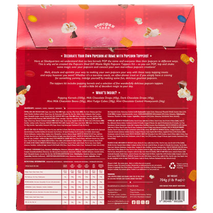 DIY Movie Night Popcorn Toppings Kit, Make Your Own Popcorn, Five Delicious Popcorn Toppings + 500g Popcorn Kernels, Fun for Kids, Adults and Date Night