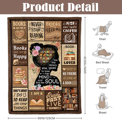 Book Lovers Gifts - Gifts for Book Lovers - Booklover Gift for Women - Bookworm Librarian Readers Booklover Bookish Reading Accessorie Blankets Present for Women Girls - Books Lover Blanket 50"X60"