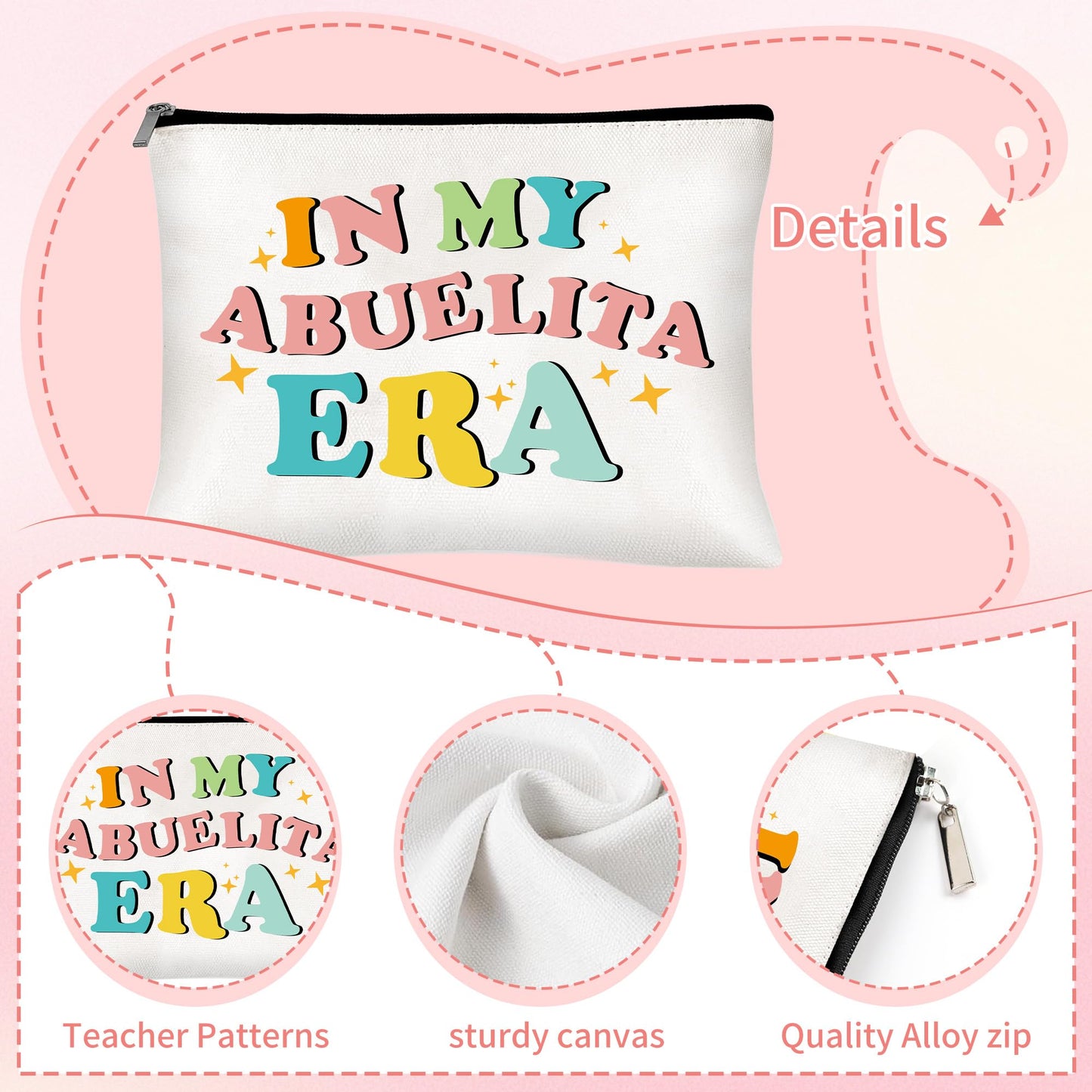 Abuela Gifts Set, Floral Abuelita Tumbler with Straw Cosmetic Bag Keychain Bracelet Set, Regalos para Abuela Gifts for Grandma from Grandkids, Mother’s Day Birthday Mexican Grandma Gifts