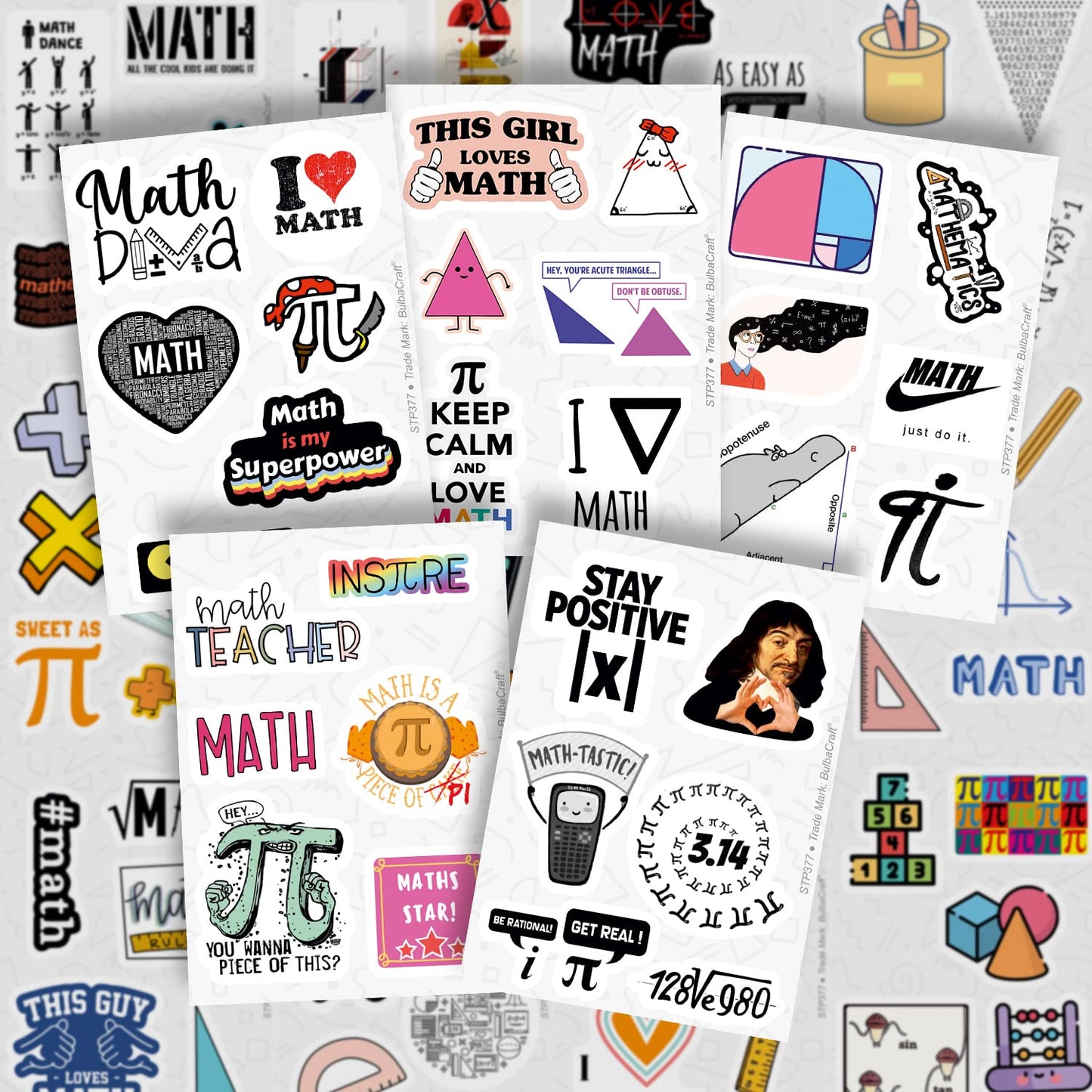 BulbaCraft BulbaCraft 100Pcs Small Math Stickers - Funny Math Gifts for Women and Men, Mathematics Gifts for Women & Men