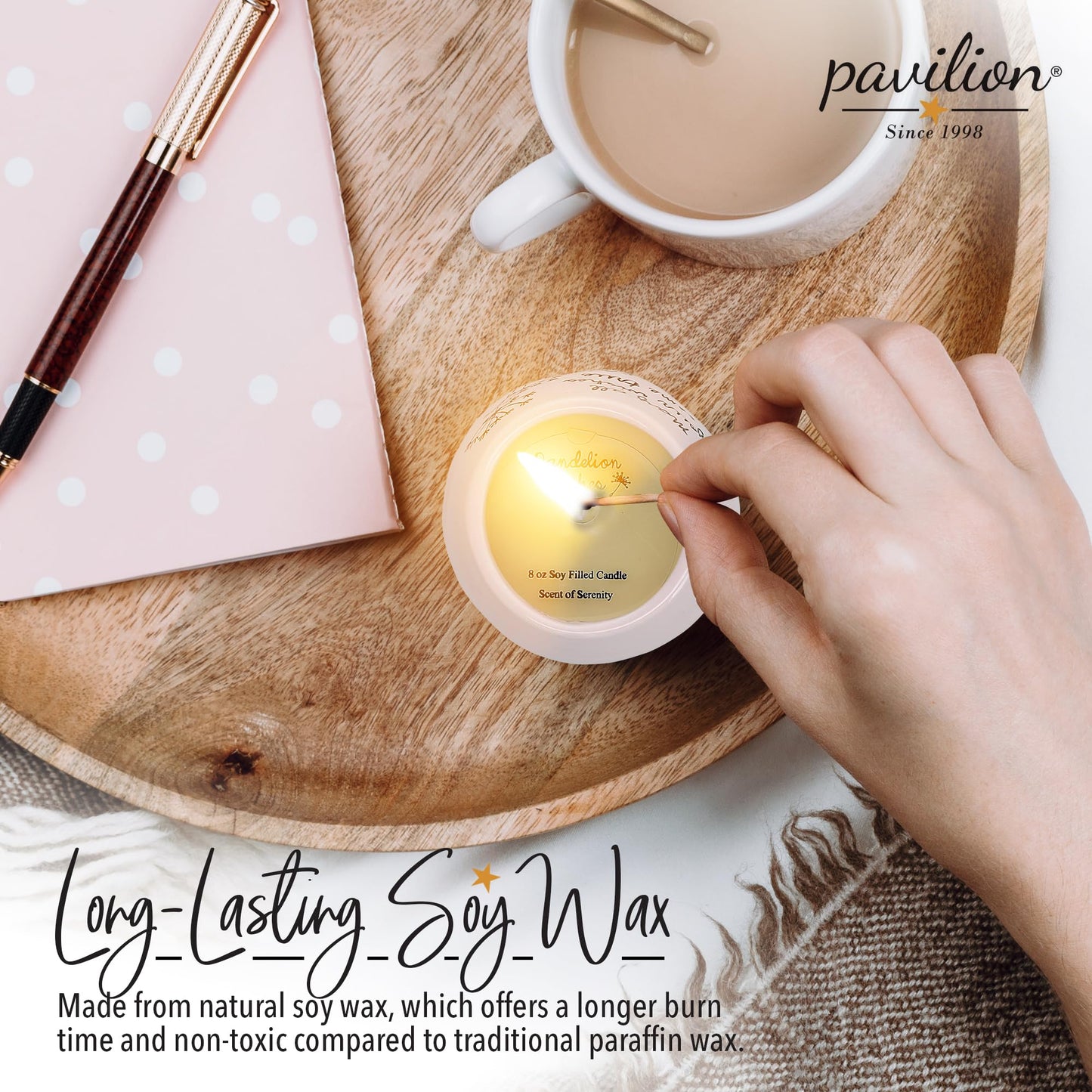 Pavilion - 8 Oz Candle Holder - Pink Ceramic Candle Jar with 100% Soy Wax Candle Serenity Scent "May all your wishes come true Happy 60th" Ideal Gift for Loved Ones - Printed Text, Love Theme & Oval