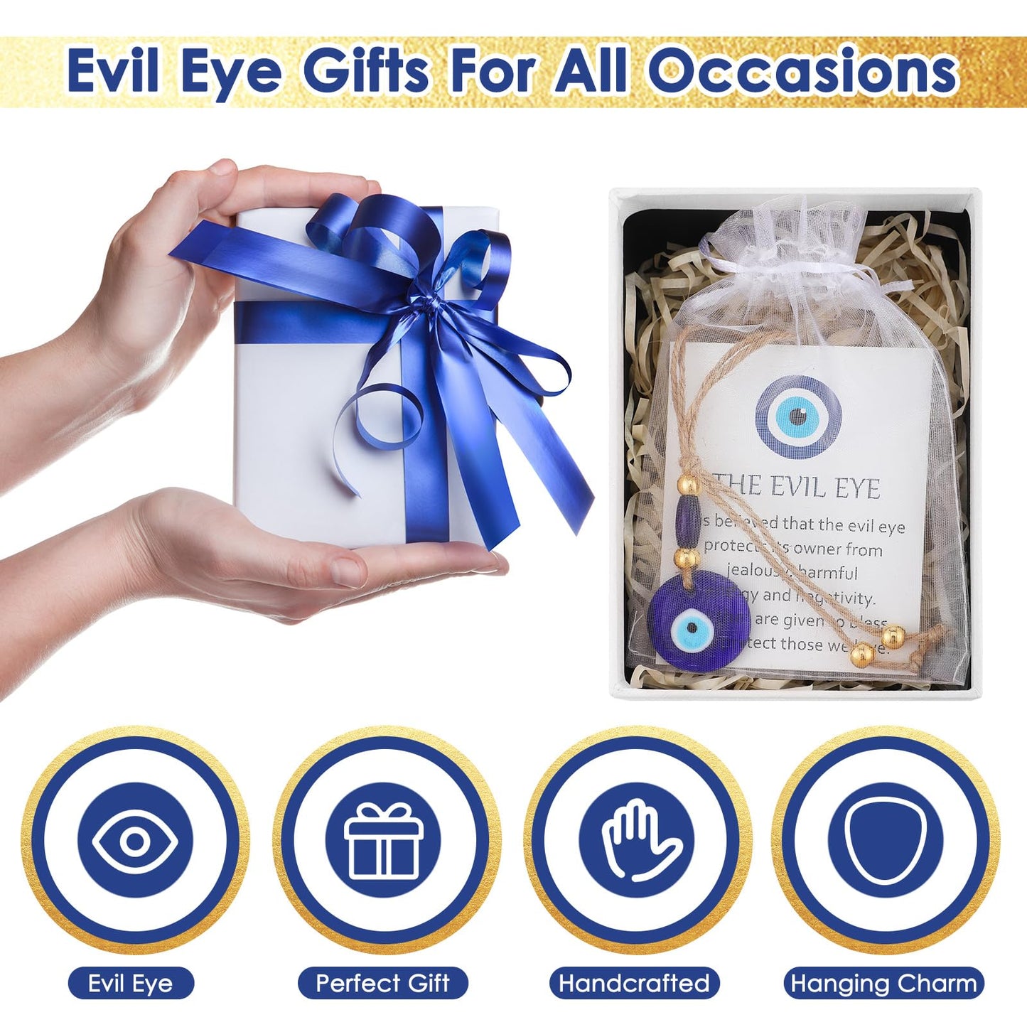 Skylety 12 Set Evil Eye Charm Keychain Greece Glass Car Hanging Evil Eye Pendant Luck Turkish Amulet Gifts for Wedding(Classic Color)