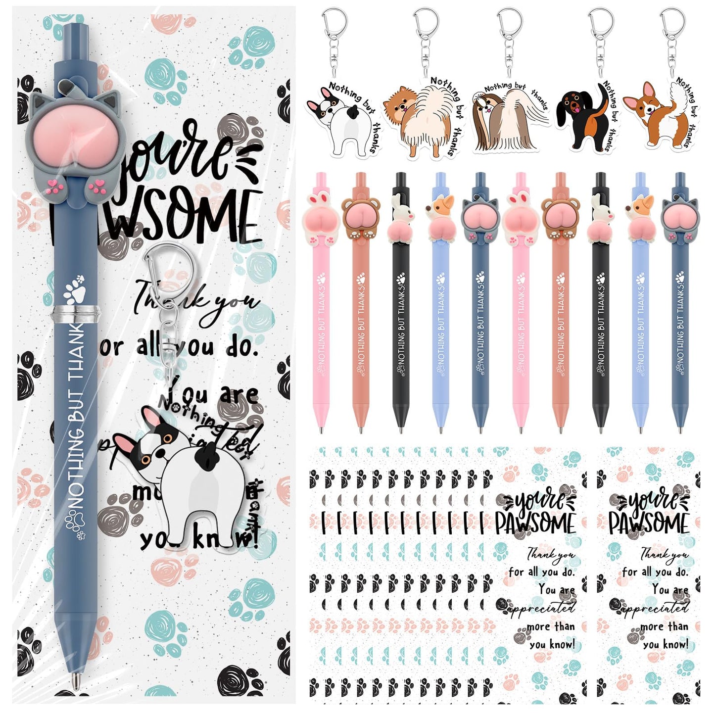 Sayglossy 30 Set Veterinary Assistant Gifts Pens Sets Graduation Vet Tech Appreciation Gifts Animals Pens Keychains Bookmark Thank You Gift Bulk for Veterinary Technician, Nurse, Pet Lover