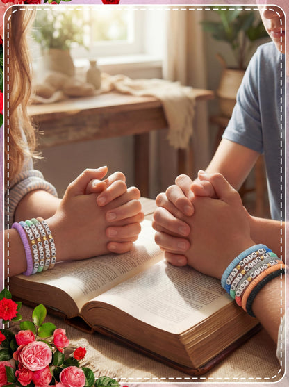 Kenning 30 Pcs Lds Easter Gifts Mormon Bracelets Bulk 2026 Walk with Me Clay Beaded Bracelets Youth Theme Gifts Church Christian Faith Baptism Gift for Men Women(Morandi)