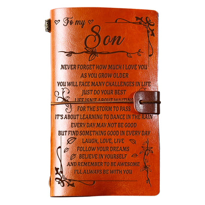 PRSTENLY Gifts for Son Leather Journal, to My Son Gifts 140 Page Refillable Journal Notebook, Birthday Christmas Gift for Sons from Mom Dad