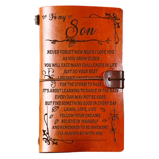 PRSTENLY Gifts for Son Leather Journal, to My Son Gifts 140 Page Refillable Journal Notebook, Birthday Christmas Gift for Sons from Mom Dad