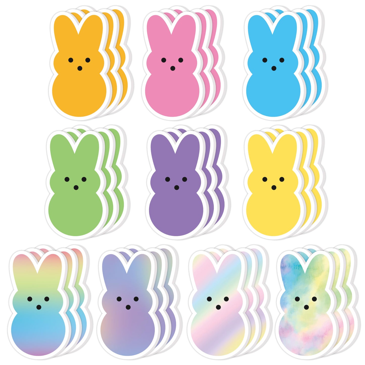 Xqumoi 30 Pack Easter Bunny Sticky Notes - Colorful Candy Bunny Self Sticky Notepads Easter Rabbit Writing Memo Pads for School Class Office Supplies Holiday Gift Party Favors Goodies Bag Fillers