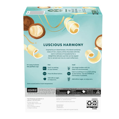 STARBUCKS White Chocolate Macadamia Ground Coffee K-Cup Pods 22 Count 7.9oz Box