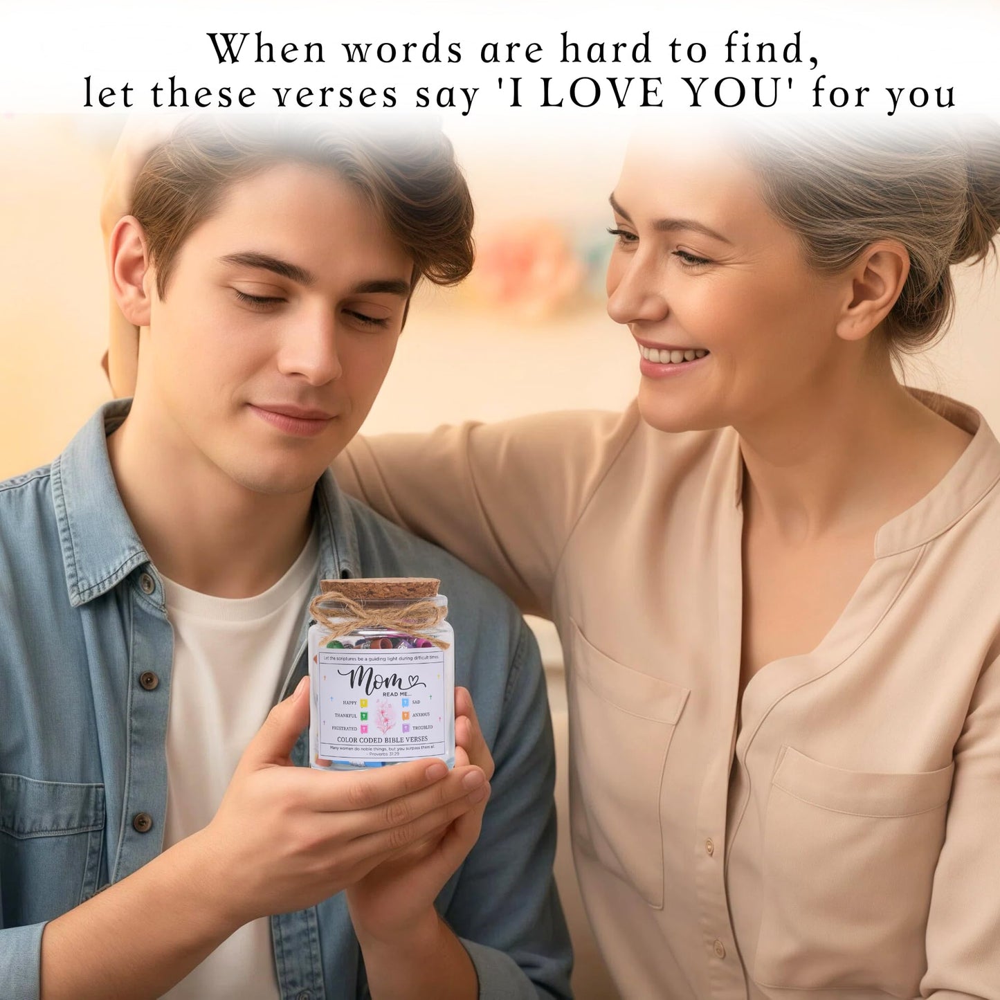 SOLMAY Bible Read This When Bible Verses Jar for Mom — Birthday Gifts for Mom from Son Daughter, Religious Christian Gifts for Mom, Sentimental Gift for Mom, Scripture Jar with Affirmation Cards