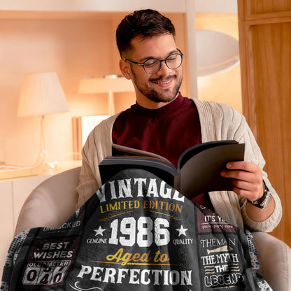 40th Birthday Gifts Men - 40 Year Old Gifts for Men - Turning 40 Gift for 40 Year Old Man - Funny Bday Gift for Male in Their 40s - 1986 40th Birthday Blanket 60" x 50"