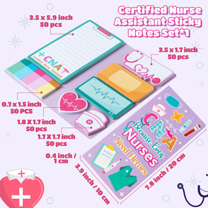 B1ykin Cute Sticky Notes Set - Because Even Nurses Need Heroes Self-Stick Notes Pad, 550 Sheets Writing Memo Pages Sticky Notepad for Teacher Appreciation Gift, School Office Party Supplies (CNA)