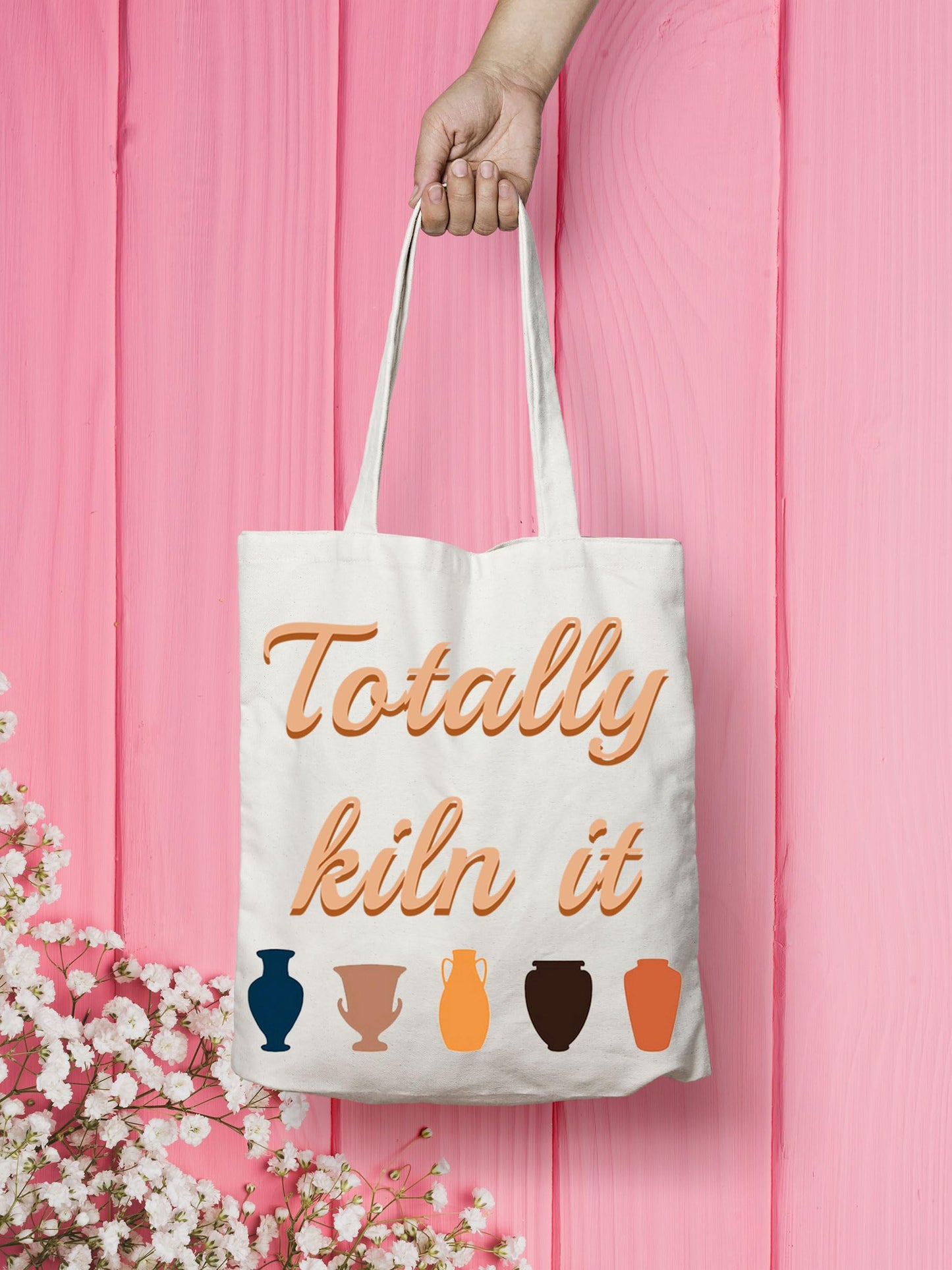 VAMSII Totally Kiln it Tote Bag Ceramic Artist Gifts Pottery Lover Gifts Bag Clay Pottery Maker Gift Ceramic Pottery Shopping