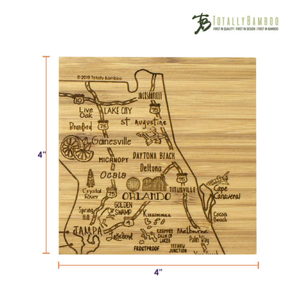 Totally Bamboo Florida State Puzzle 4 Piece Bamboo Coaster Set with Case