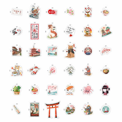 100Pcs Japanese Stickers, Japan Stickers for Scrapbooking - Japan Party Decorations - Japanese Gifts - Gift for Women & Men