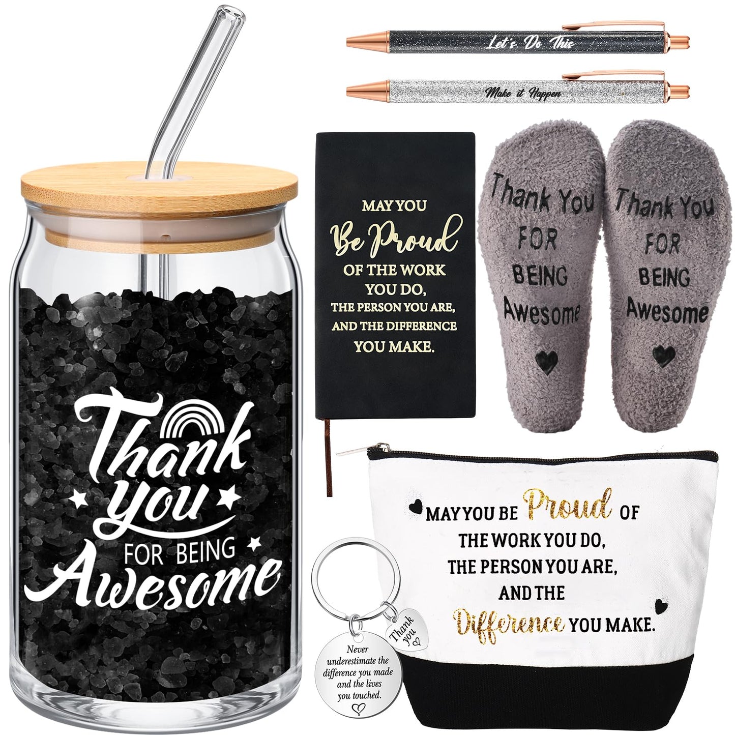 Funnymoom 7 Pcs Employee Appreciation Gifts Administrative Professionals Day Work Anniversary Thank You Gifts for Women Coworker Teacher Aide Graduation Educator Nurse Week(Black)