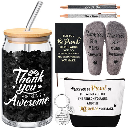 Funnymoom 7 Pcs Employee Appreciation Gifts Administrative Professionals Day Work Anniversary Thank You Gifts for Women Coworker Teacher Aide Graduation Educator Nurse Week(Black)