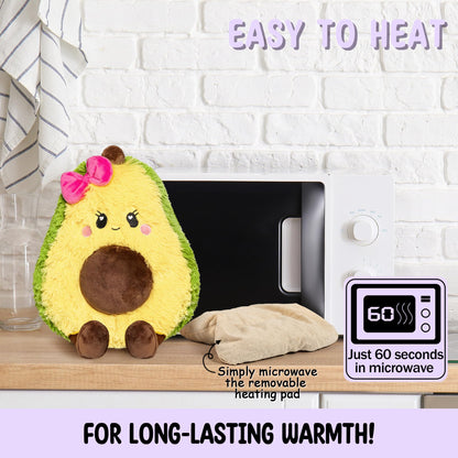 Avocado Microwavable Unscented Heating Pad for Women and Kids- Cute Soft Cozy Pillow Plush Heatable Warm Stuffed Animals - Kawaii Hot and Cold Plushie Food Toy - Avocado Gifts for Girls and Boys