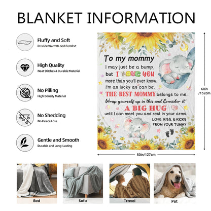 New Mom Gifts, Moms to be Gift, First Time Mom Gifts, Pregnancy Postpartum Gift for Mommy Mother, Soft Flannel Throw Blanket 60"×50"