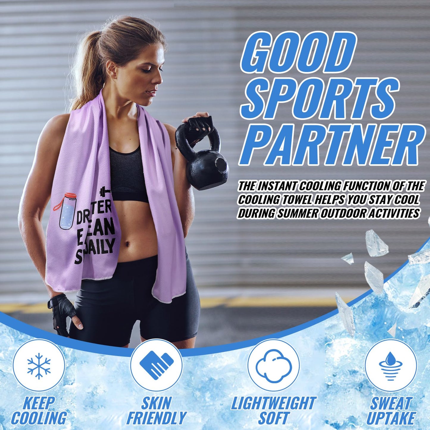 Peryiter 8 Pack Funny Workout Gym Cooling Towel Fitness Gifts for Women Men 40"x12" Microfiber Breathable Yoga Sweat Towels for Neck and Face, Novelty Summer Gifts for Workout Bodybuilding Lover