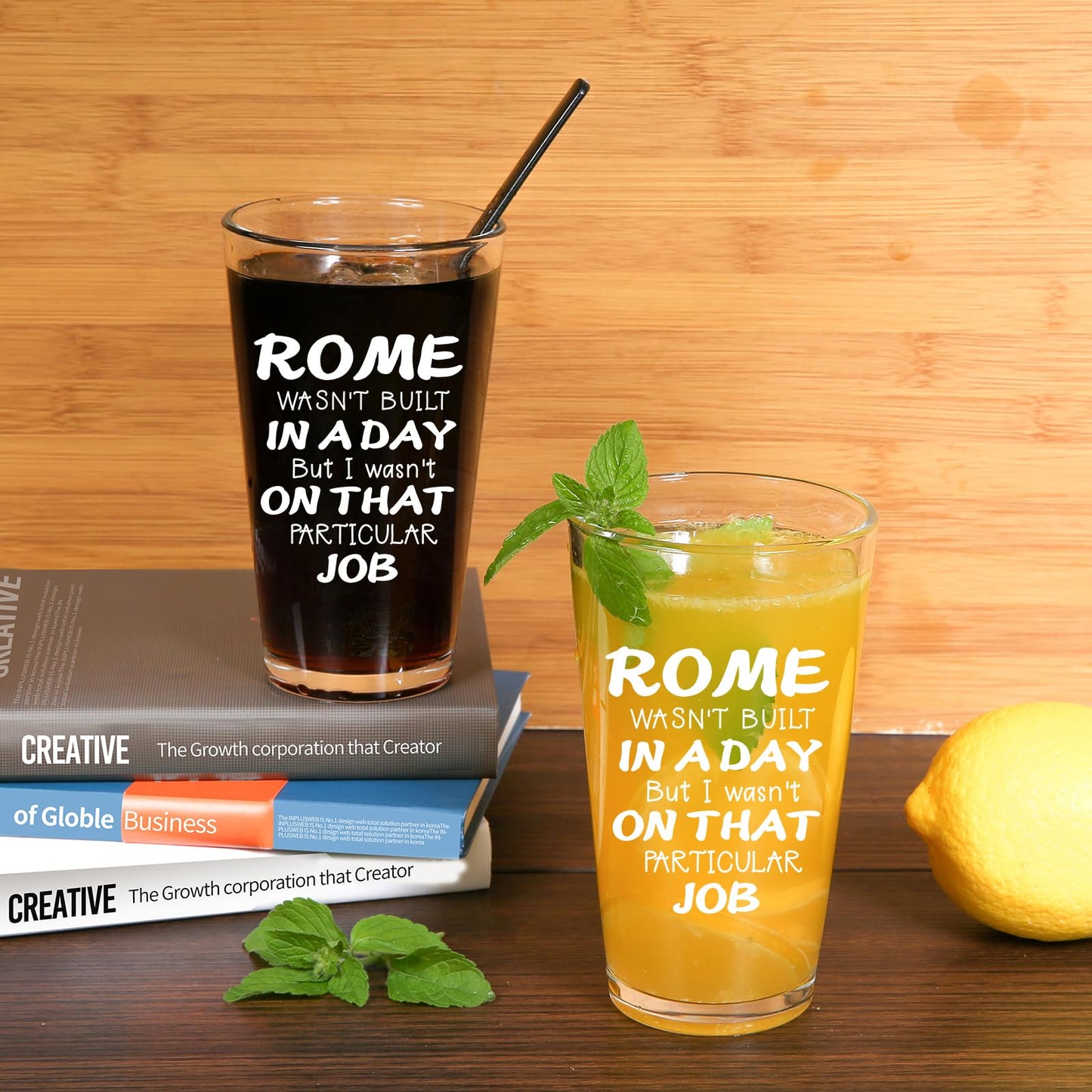 Jogskeor Rome Wasn't Built In A Day But I Wasn't On That Job Beer Glass 16oz, Gifts for Construction Workers, Birthday Christmas Gifts for Project Engineer Builder