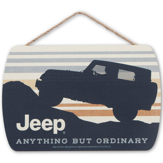 Jeep Anything But Ordinary Mountain Climber Hanging Wood Wall Decor - Vintage Jeep Sign for Garage or Man Cave