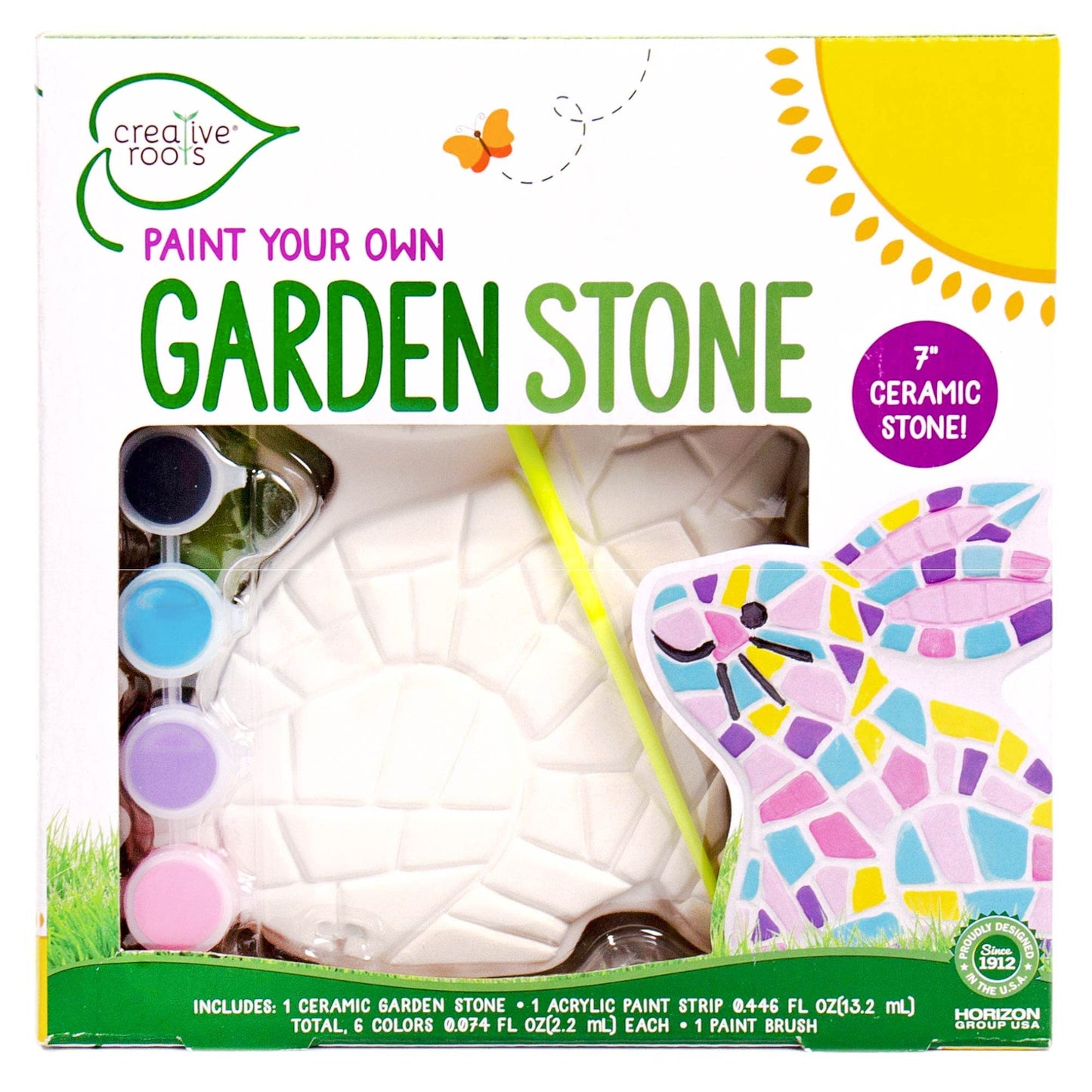 Creative Roots Paint Your Own Bunny Garden Stone, Craft Kits, Stepping Stones Kit for Kids, Ceramics to Paint, Ages 6+