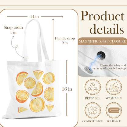 Fruit Tote Bag with Magnetic Buckle-Fruit Themed Seasonal Gifts for Birthday, Mother's Day, Christmas.