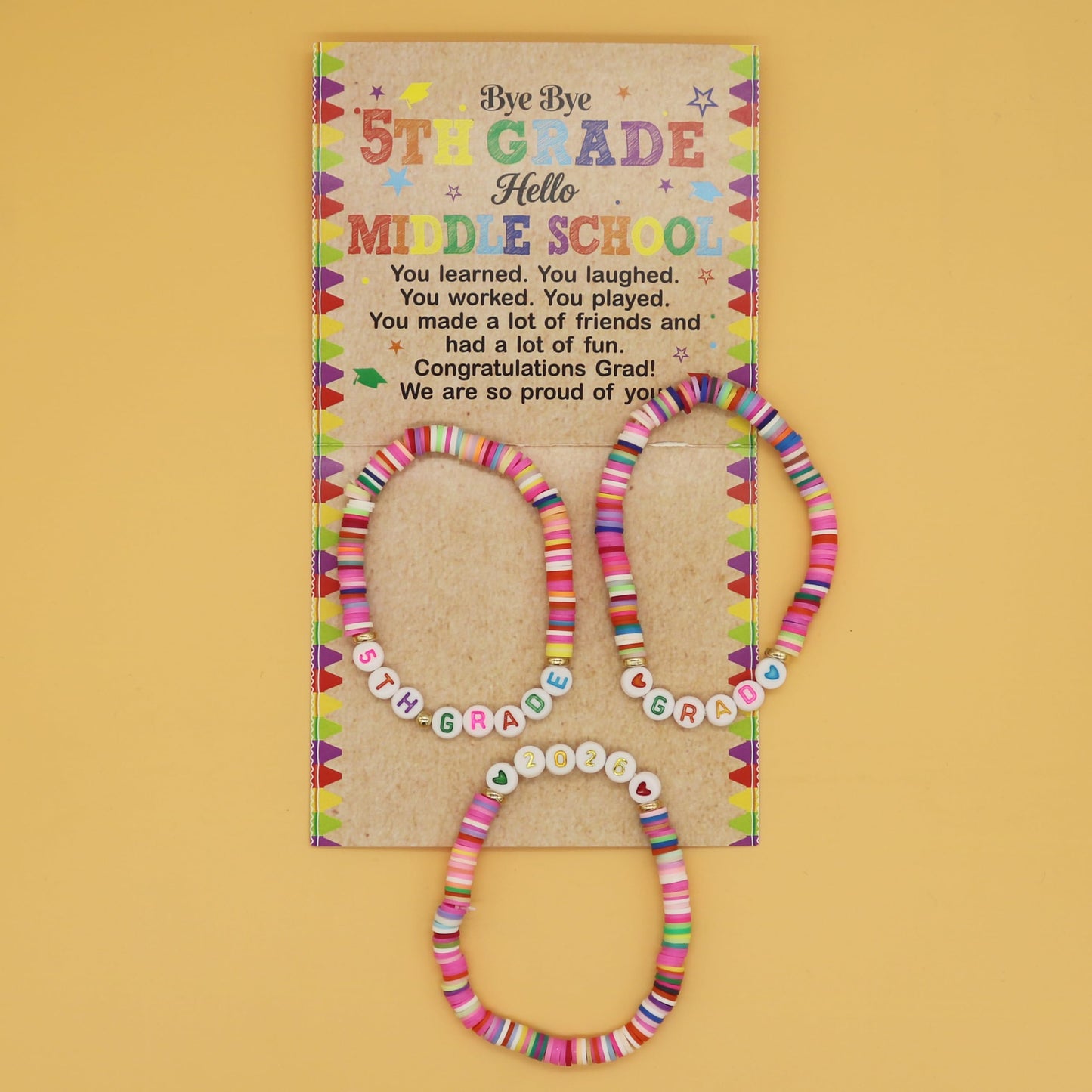 5TH Grade Graduation Bracelet Gifts for Girls Her, 5TH Grade Graduation Decorations 2026, Last Day of 5th Grade Elementary School Graduation Gifts, Bye Bye 5th Grade End of School Year Gift