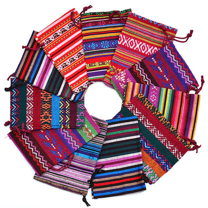 30 Pack Mexican Fiesta Mini Drawstring Gift Bag Egyptian Style Jewelry Coin Pouches Cotton Linen Muslin Burlap Bags for Candy Mexican Themed Fiesta Loteria Party Decorations
