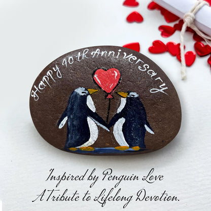 Ruby Couple Hand-Painted Pebble, Handmade 40th Anniversary Wedding Gifts for Parents Couple, Handcrafted 40th Anniversary Unique Gift Ideas - 40 Years of Marriage Decoration, Keepsake