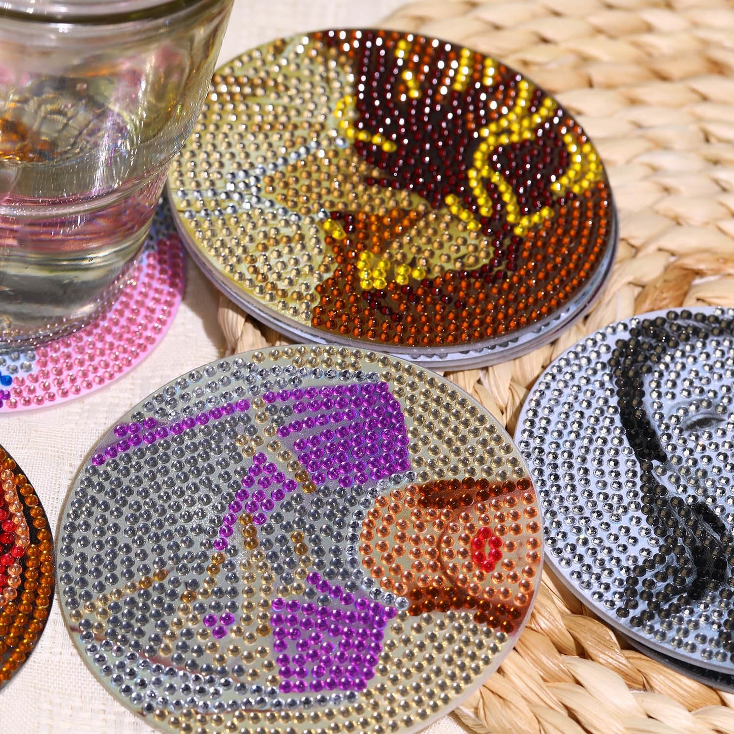 8 PCS Singer Diamond Art Coasters Kits, Pop Star Diamond Painting Coasters with Holder Set of 8, DIY Drink Coasters Art Crafts Supplies for Adults Cup Mat for Home Decor House Warming Gifts Non-Slip