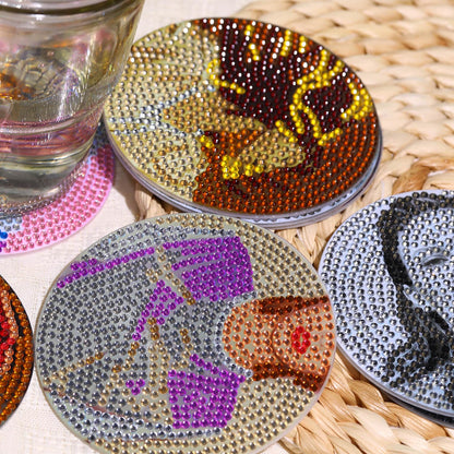 8 PCS Singer Diamond Art Coasters Kits, Pop Star Diamond Painting Coasters with Holder Set of 8, DIY Drink Coasters Art Crafts Supplies for Adults Cup Mat for Home Decor House Warming Gifts Non-Slip