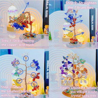 QINJIEJIE Chakra Crystal Tree Natural Tree of Life Money Tree for Desk Decor 7 Chakra Stone for Positive Energy Gemstone Crystal Decor Birthday Gifts Spiritual Gifts for Women Mom