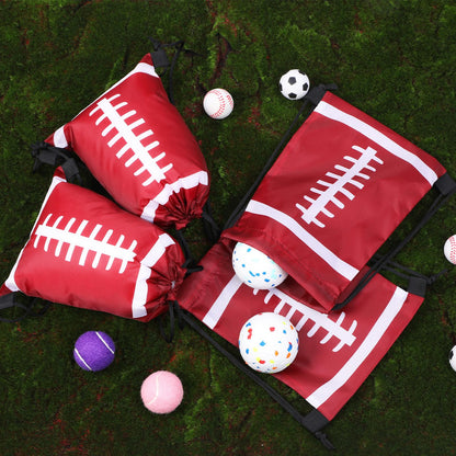 24 Pieces Football Bags Large Football Gift Bags 10 x 12 Inch Sports Party Favors Drawstring Backpacks, Premium Polyester Themed Goodie Bag for Super Bowl Birthday Celebration Supplies