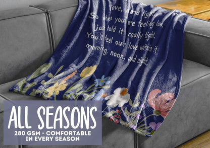 InnoBeta Mommom Gifts, Grandma Gifts for Mommom, Flannel Throw Blankets on Mother's Day, Christmas, Birthday, 50" x 65", Blue Flowers