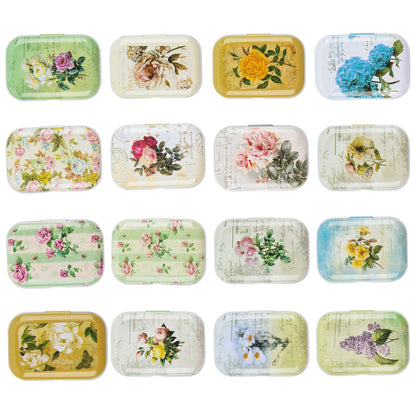 Framendino, 5 Pack Mini Trinket Coin Box Small Retro Flowers Containers with Lid for Jewelry Storage Case Tinplate (Random Color)