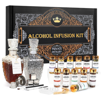 Alcohol Infusion Kit for Infusing Whiskey, Gin, Vodka, Tequila, Rum - DIY Your Own Flavored Spirits with Natural Ingredients - Anniversary, Birthday Gift for Men,Father Day Gifts,Husband