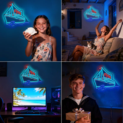 Titanic Neon Sign The Titanic Gifts for Kids Room Decor Boys Led Lights for Bedroom USB Power Titanic Night Light Birthday Gifts for Women Men