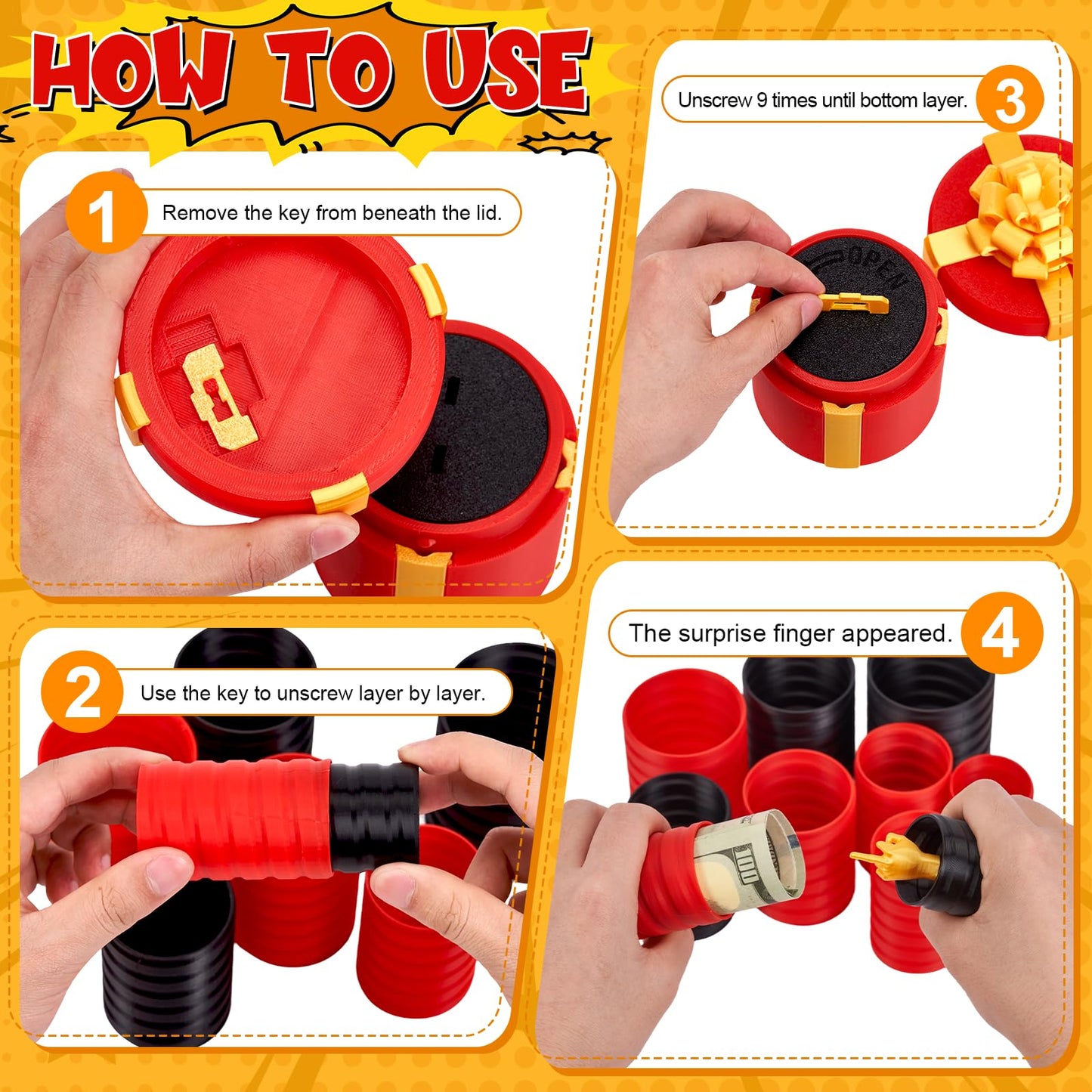 4.72 in Gotcha Box, 3D Printed Prank Mystery Box for Men Women, Annoying Nesting Gift Boxes with La Puta Caja Broma, Surprise Birthday Gifts Prank Puzzles for Adults Best Friends Her/Him