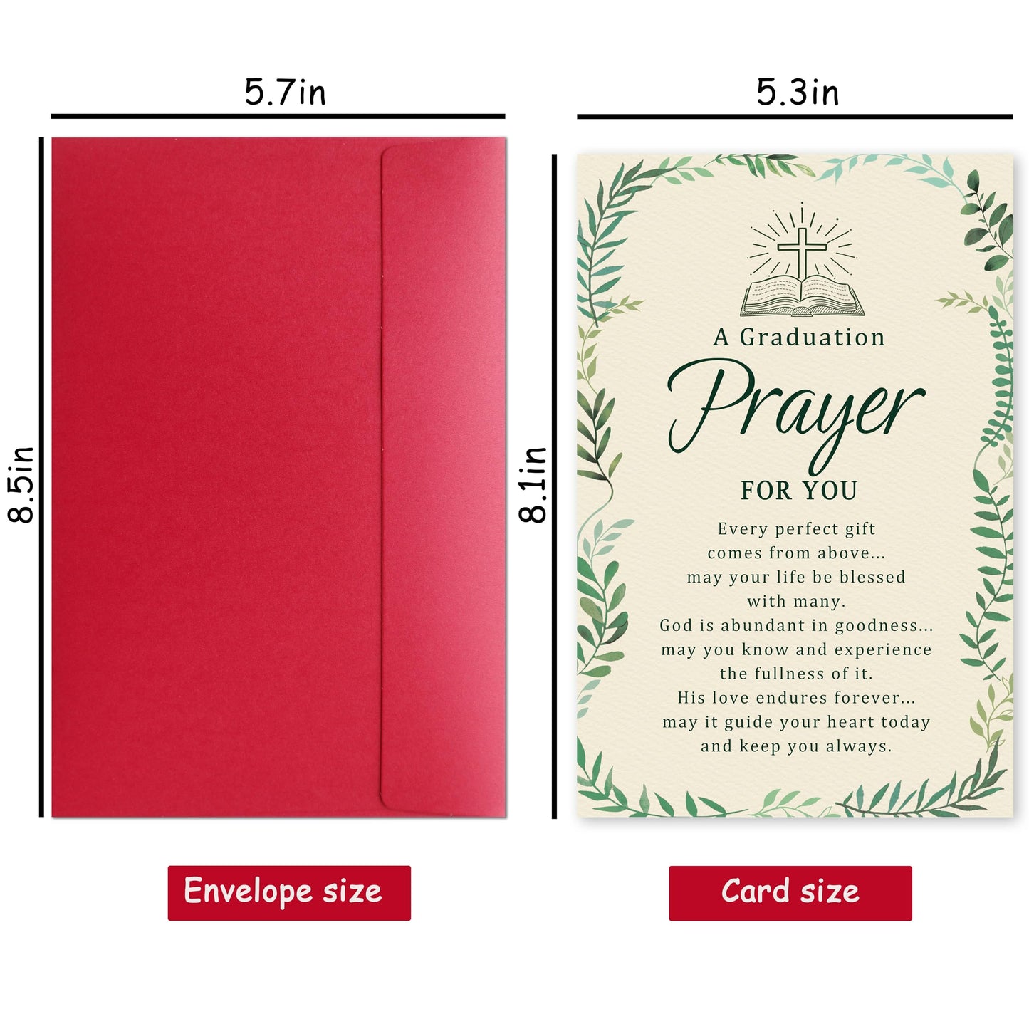 Christian Graduation Card with Prayer, Faith-Based Congratulations Greeting, Religious Graduation Card Gift for Him or Her, Inspirational Bible Blessing Cards