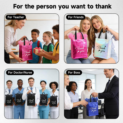 Addblu 60 Pcs Reusable Gift Bags with Handles - Includes 20 Thank You Gift Bags, 20 Tissue Papers, 20 Cardboard Bases for Employee Appreciation Gifts Bulk, Team, Staff, Teachers, Coworkers, Business (Mix Color, 20PCS)
