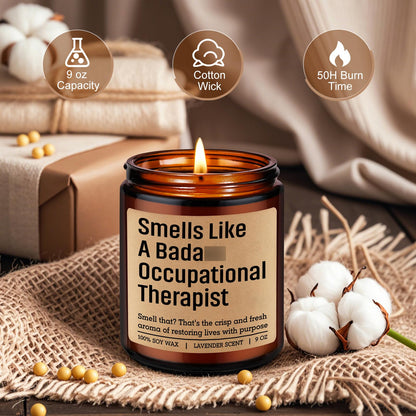 LEADO Candle, Occupational Therapist Gifts - Occupational Therapy Gifts for Women, Men - Funny Appreciation, OT Month, Graduation, Fathers Day, Birthday, OT License Present for School Student, Grad